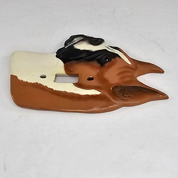 Vintage Boxer Dog Light Switch Cover Face Plate Ceramic Signed 88 - Picture 7 of 8